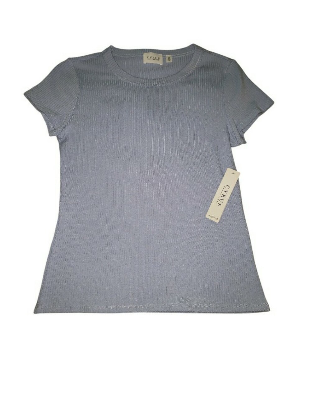 NWT Cyrus Light Blue Ribbed Short Sleeve Crewneck Tee- M